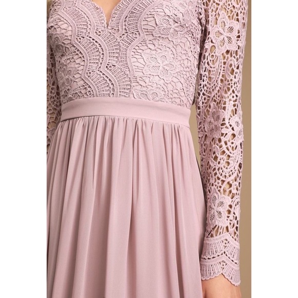 SOLD RARE Lulus Awaken My Love Dusty Lavender Long Sleeve Lace Maxi Dress - Picture 8 of 16
